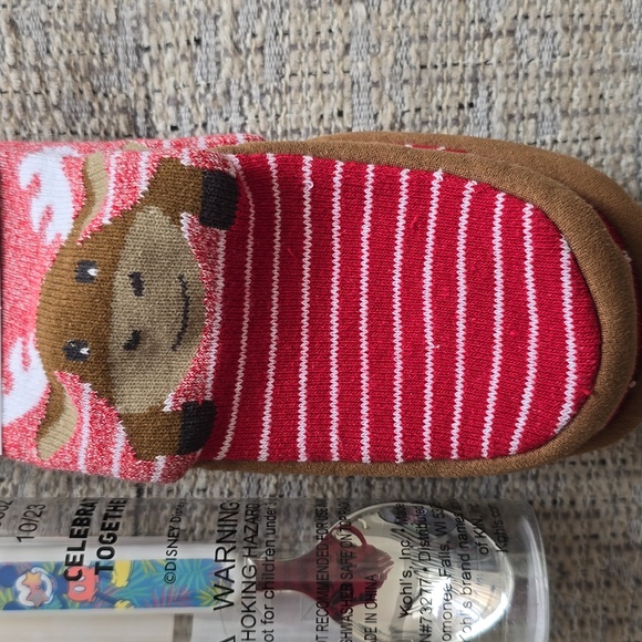 DISNEY AND JUMPING BEANS BABY BUNDLE OF SLIPPER SOCKS AND UTENSILS SET - Picture 2 of 12